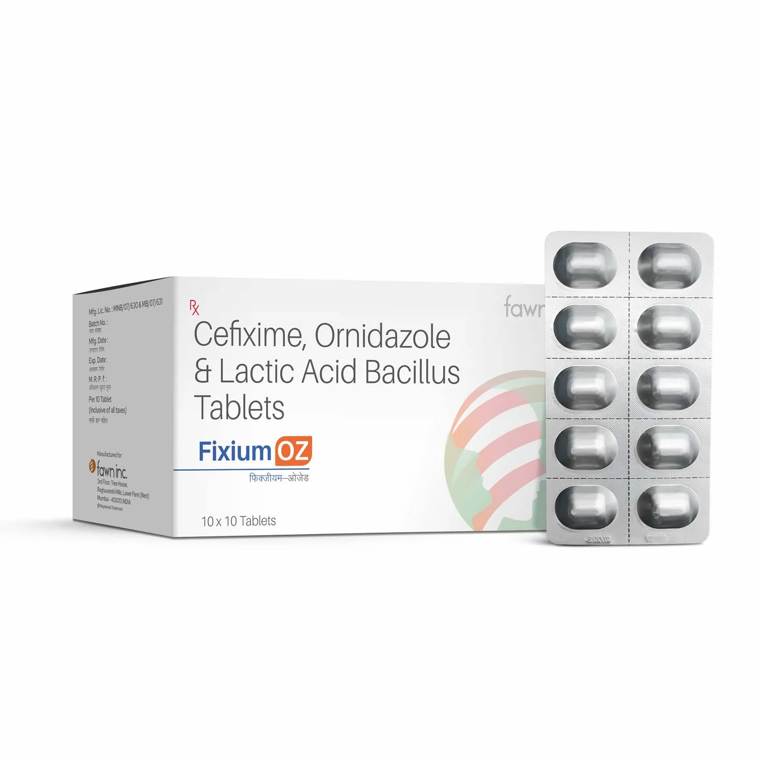 Cefixime, Ornidazole & Lactic Acid Bacillus Tablets - FIXIUM OZ