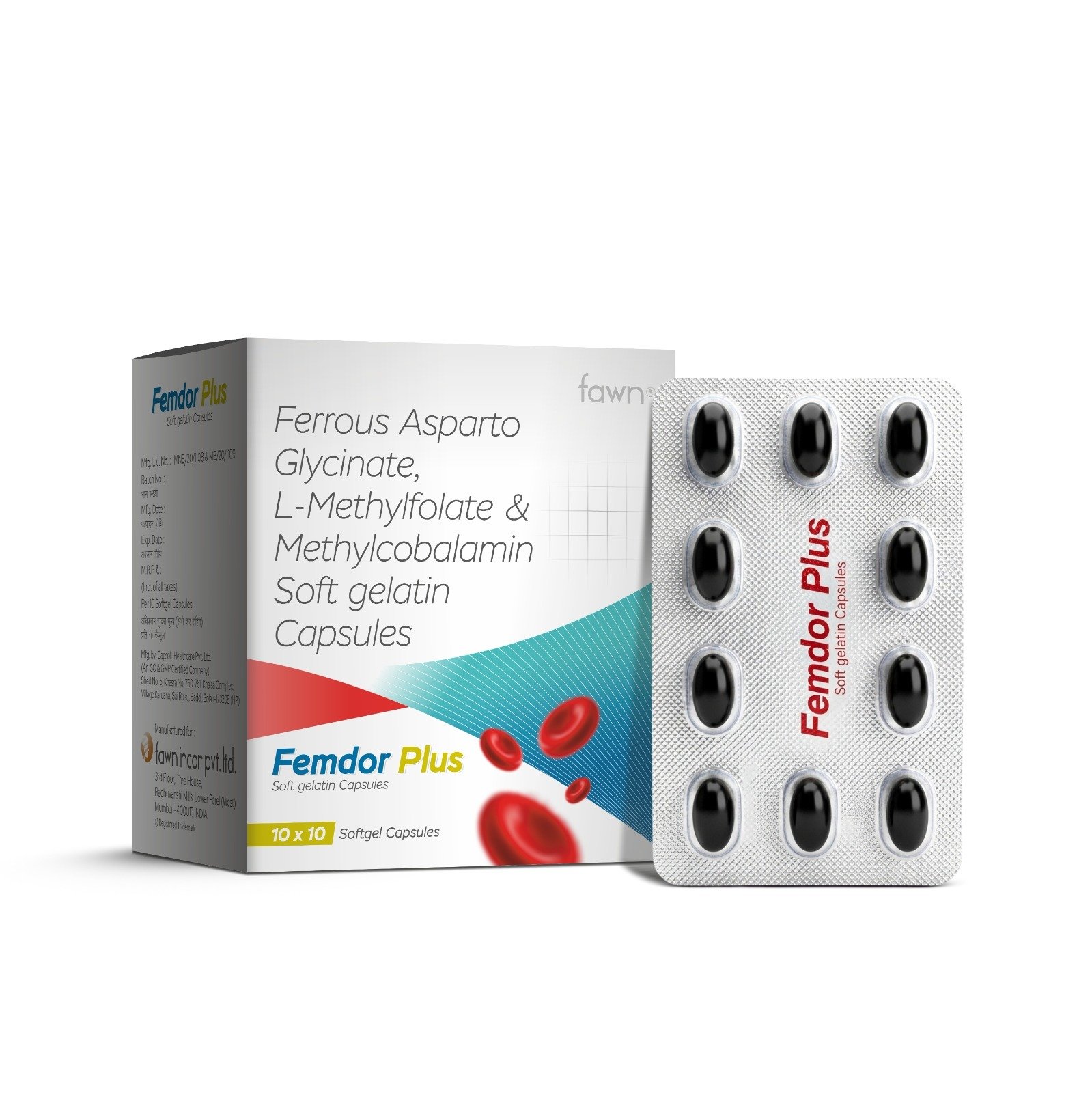 Ferrous Asparto Glycinate, L-Methylfolate & Methylcobalamin Softgel Capsules – FEMDOR Softgel Capsules