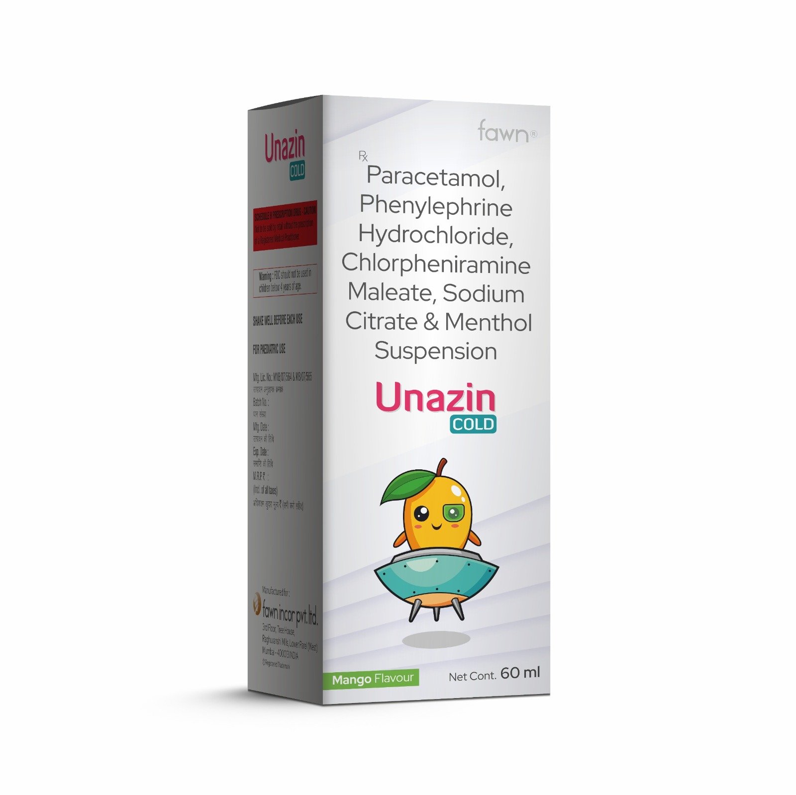 Paracetamol, Phenylephrine Hydrochloride, Chlorpheniramine Maleate, Sodium Citrate & Menthol Suspension – UNAZIN COLD